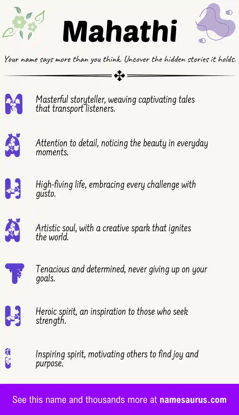 Acrostic poem about Mahathi.