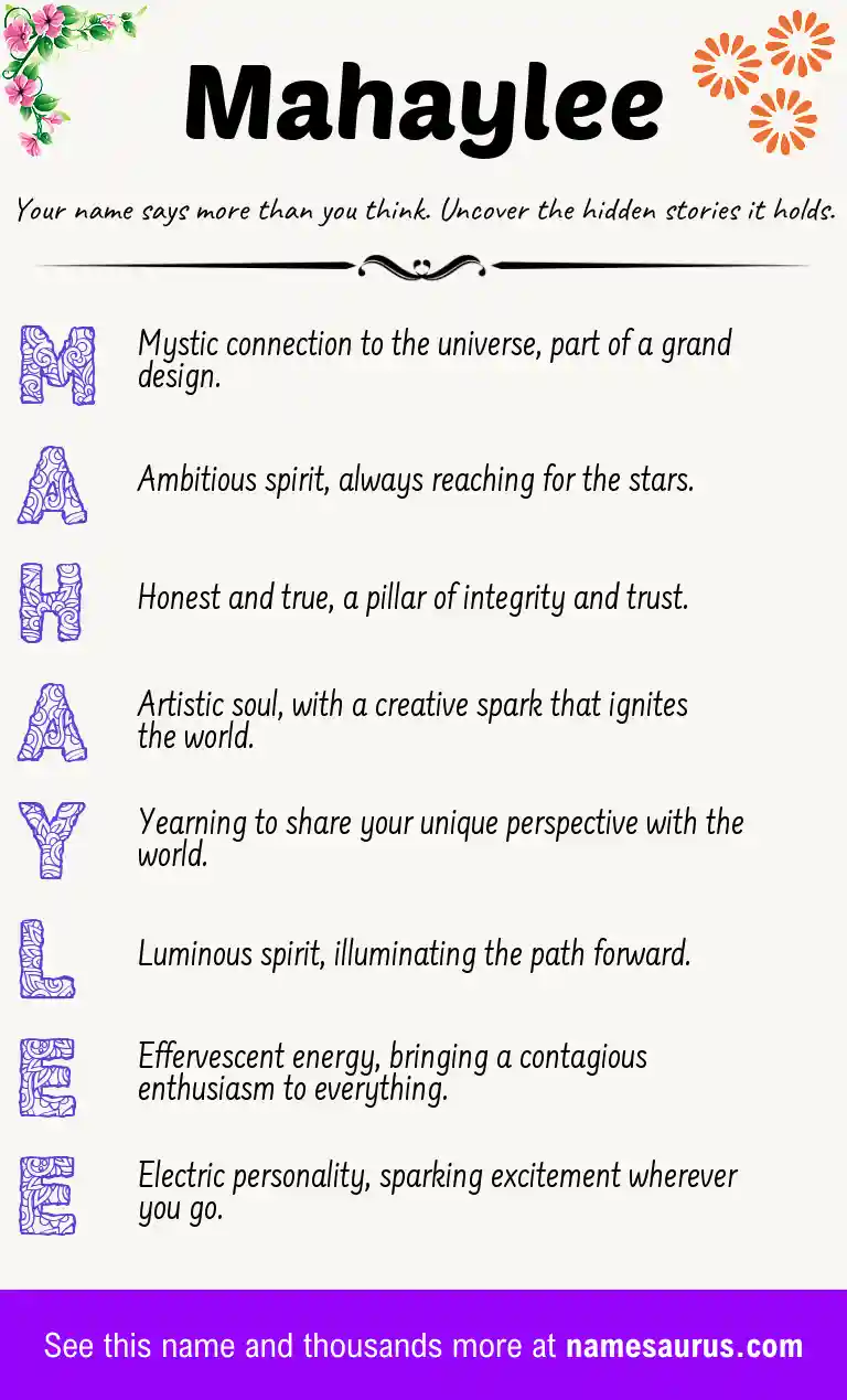 Acrostic poem about Mahaylee.
