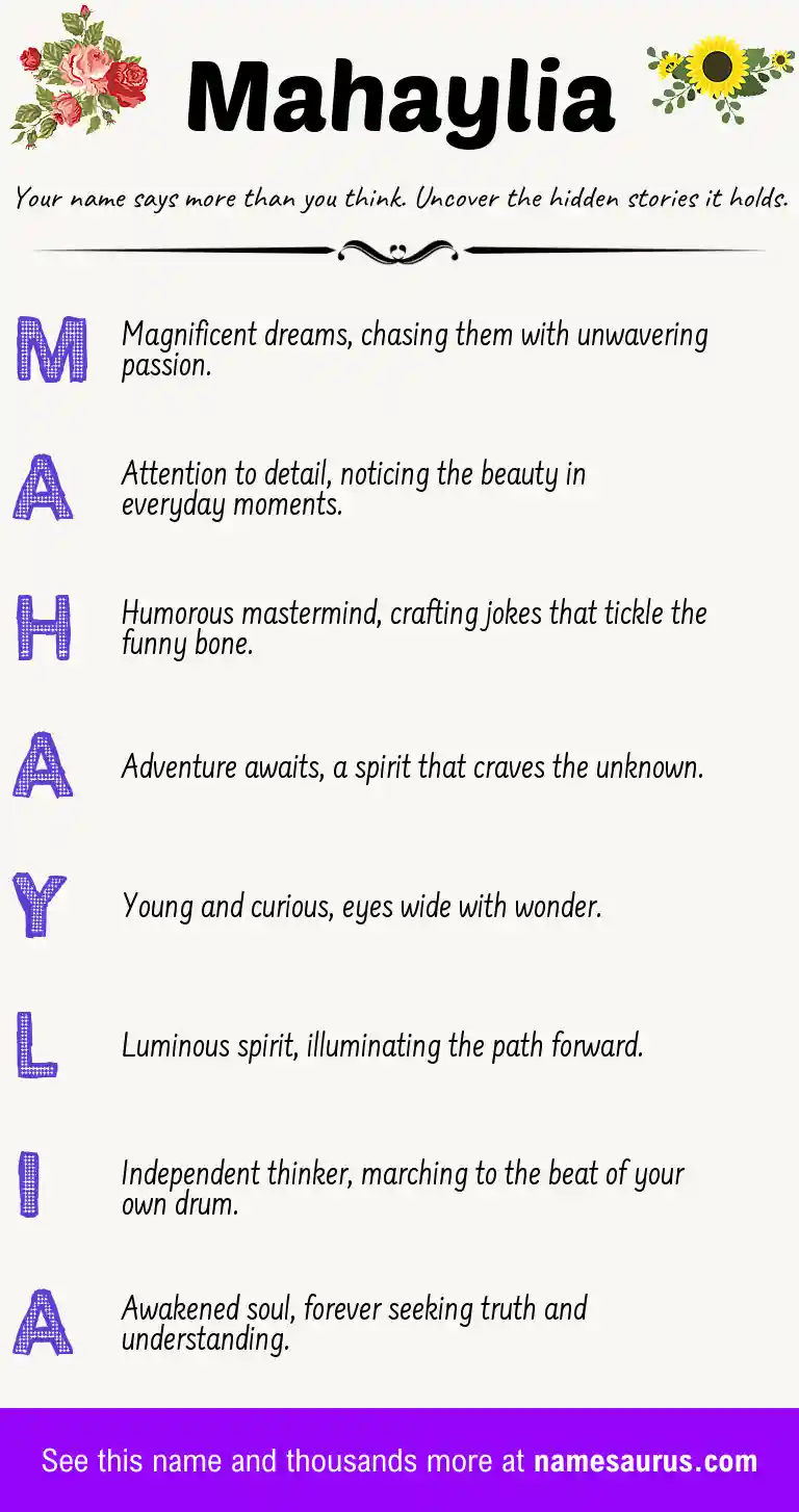 Acrostic poem about Mahaylia.