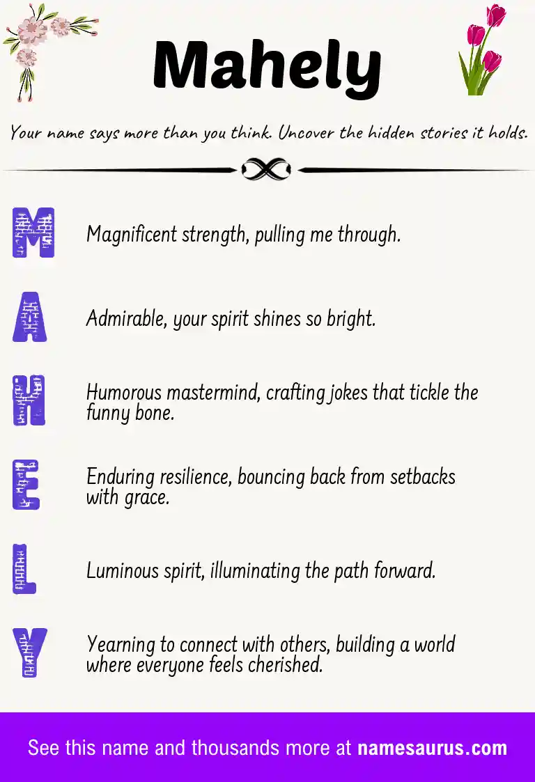 Acrostic poem about Mahely.