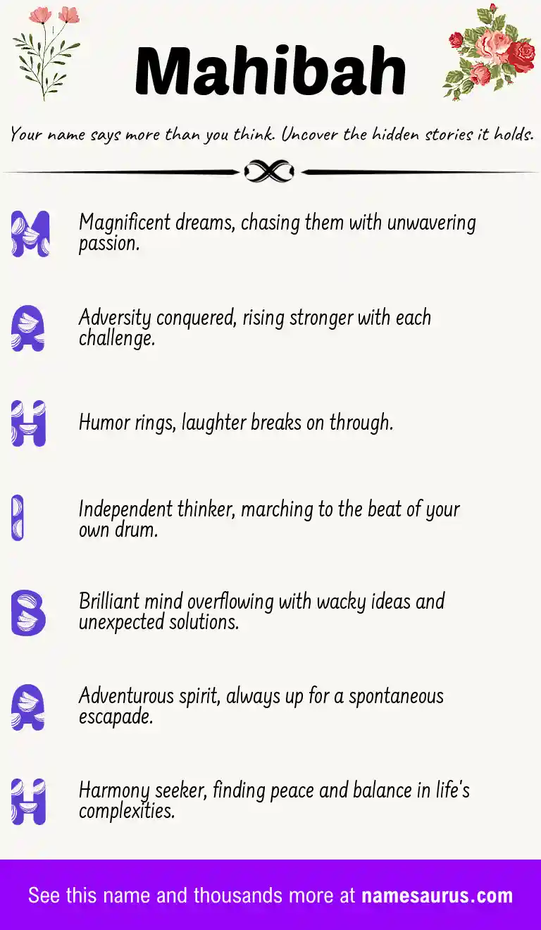 Acrostic poem about Mahibah.