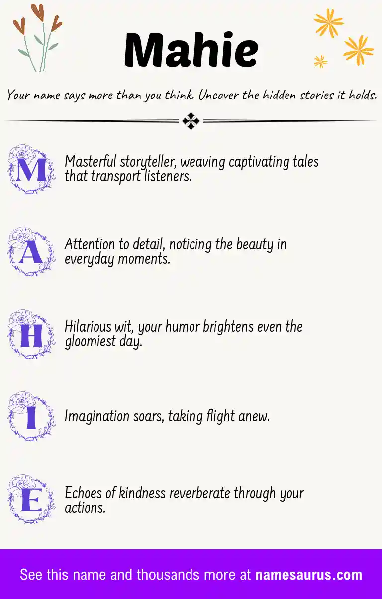 Acrostic poem about Mahie.