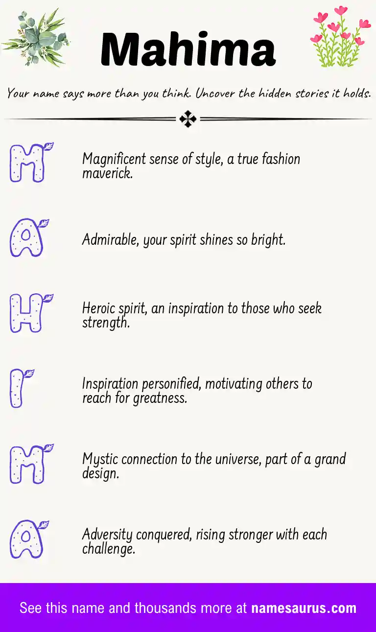 Acrostic poem about Mahima.