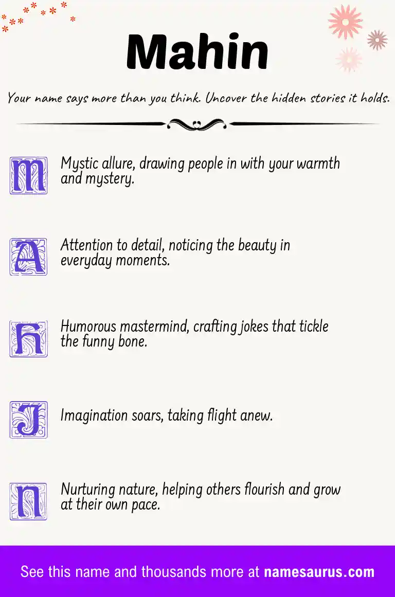 Acrostic poem about Mahin.