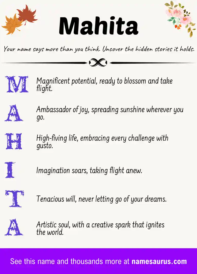 Acrostic poem about Mahita.