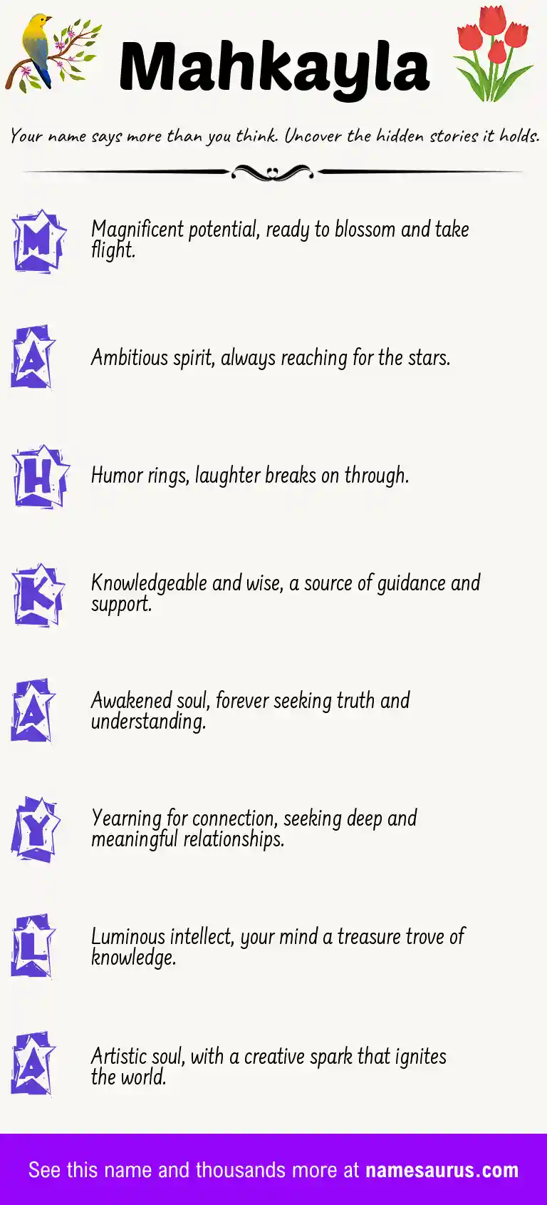 Acrostic poem about Mahkayla.