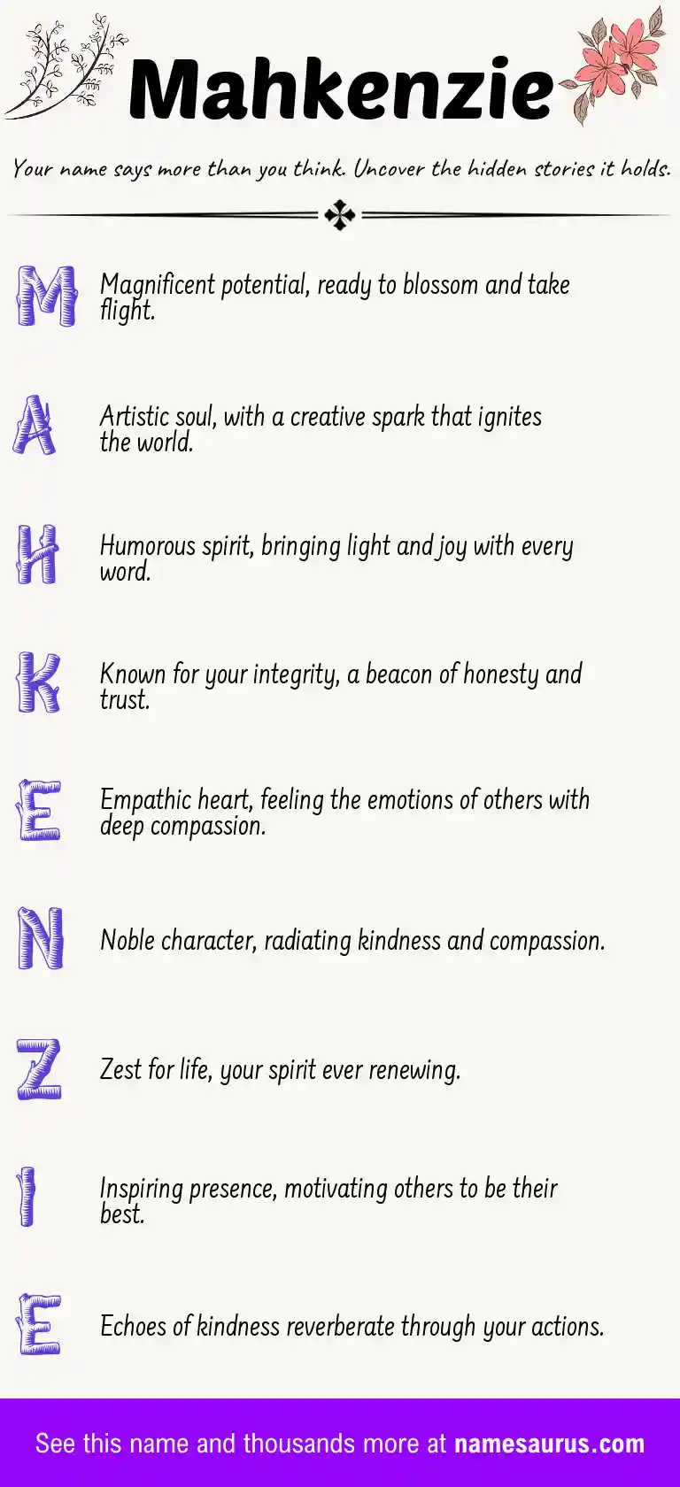 Acrostic poem about Mahkenzie.