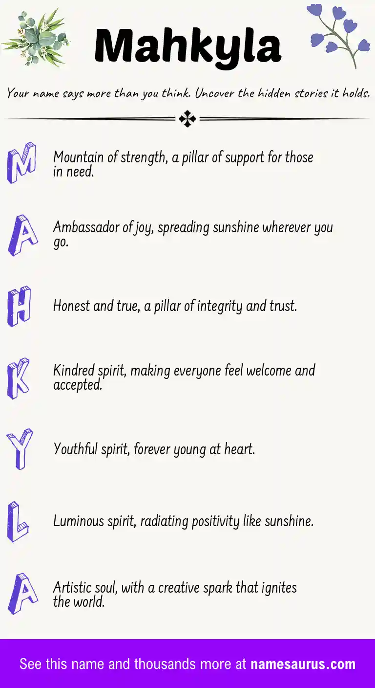 Acrostic poem about Mahkyla.