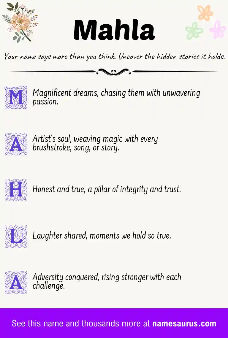 Acrostic poem about Mahla.