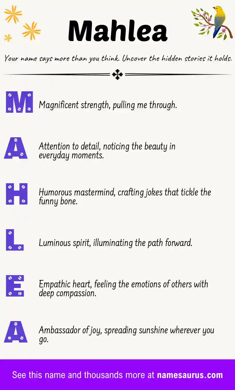 Acrostic poem about Mahlea.