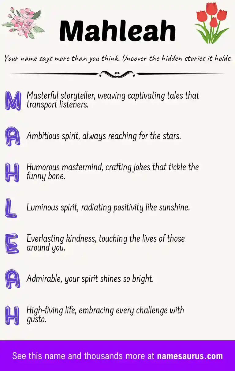 Acrostic poem about Mahleah.