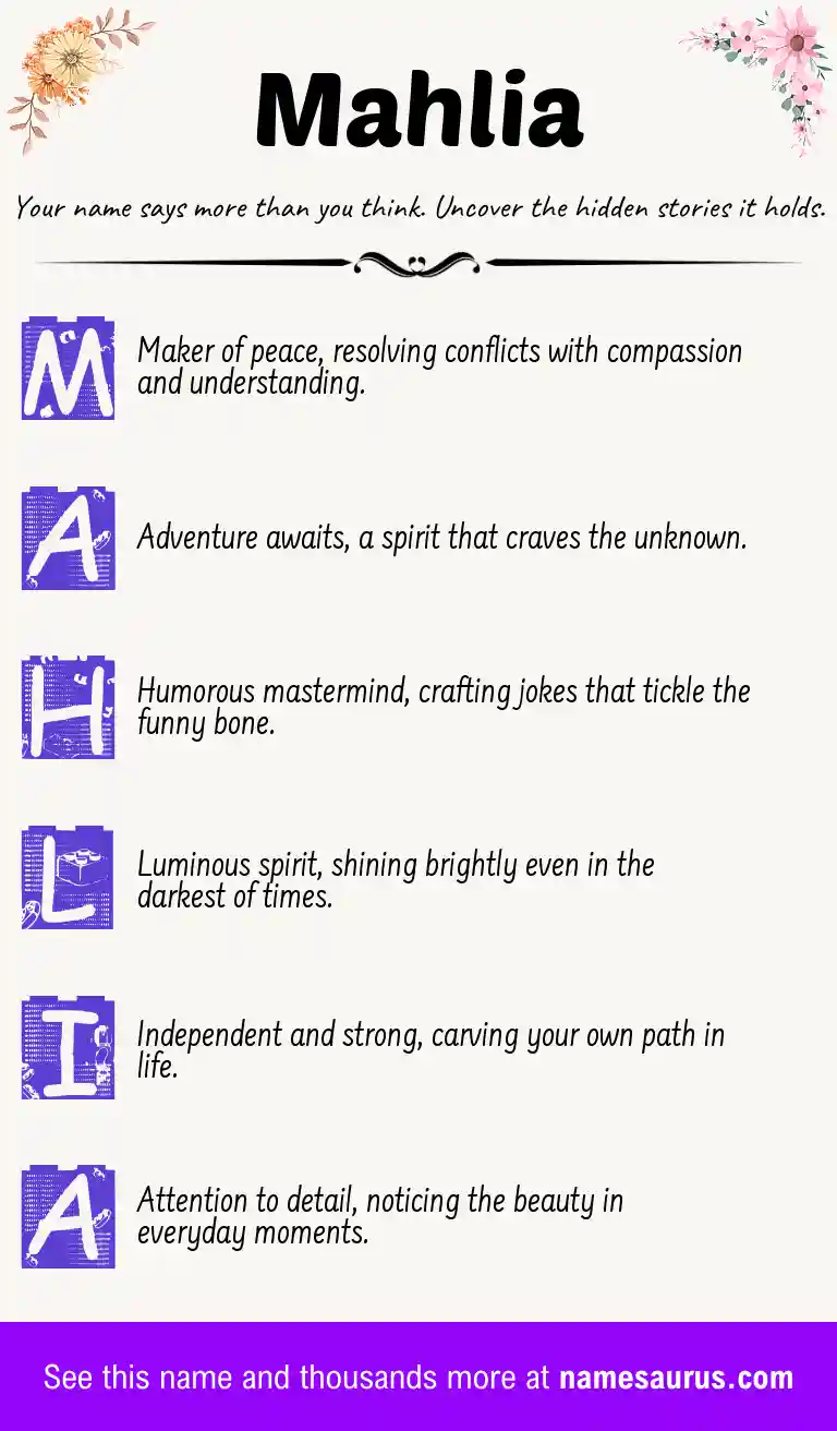 Acrostic poem about Mahlia.