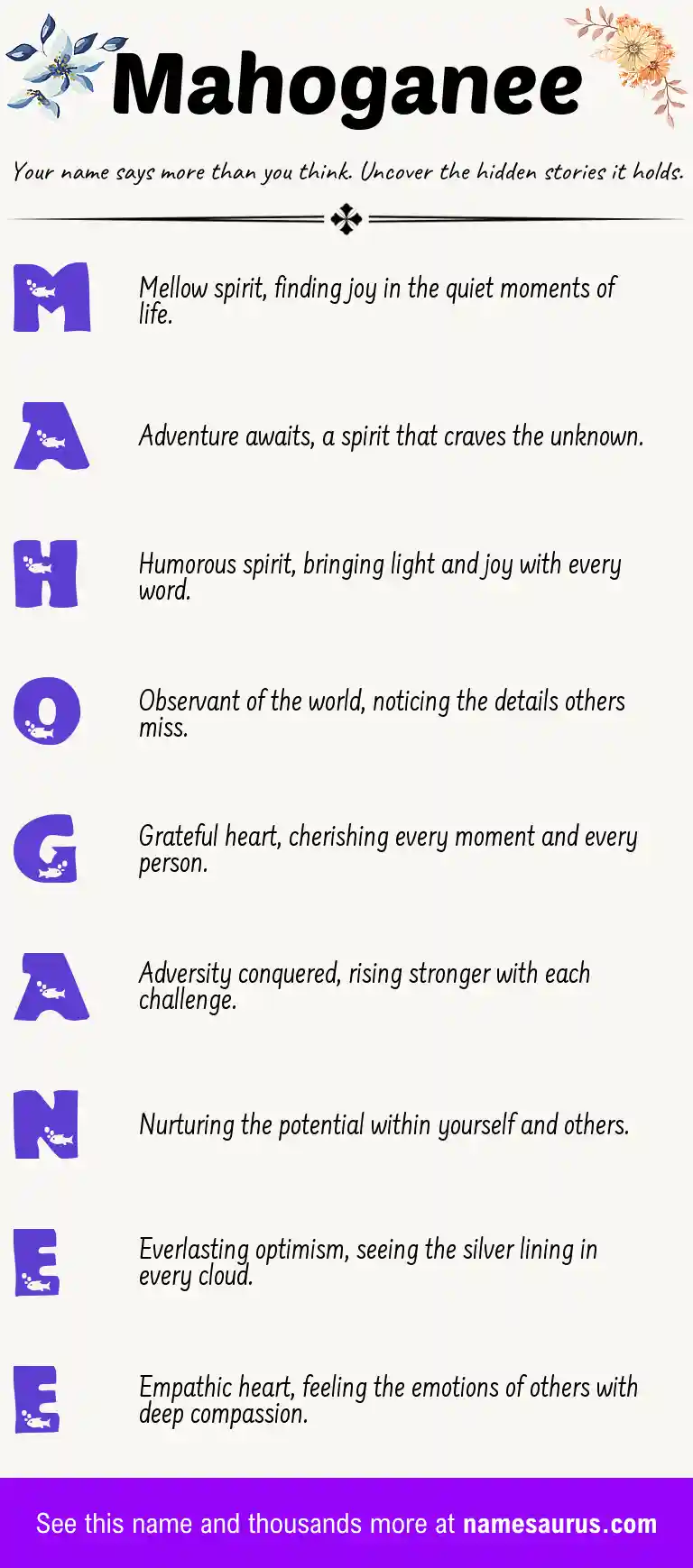 Acrostic poem about Mahoganee.