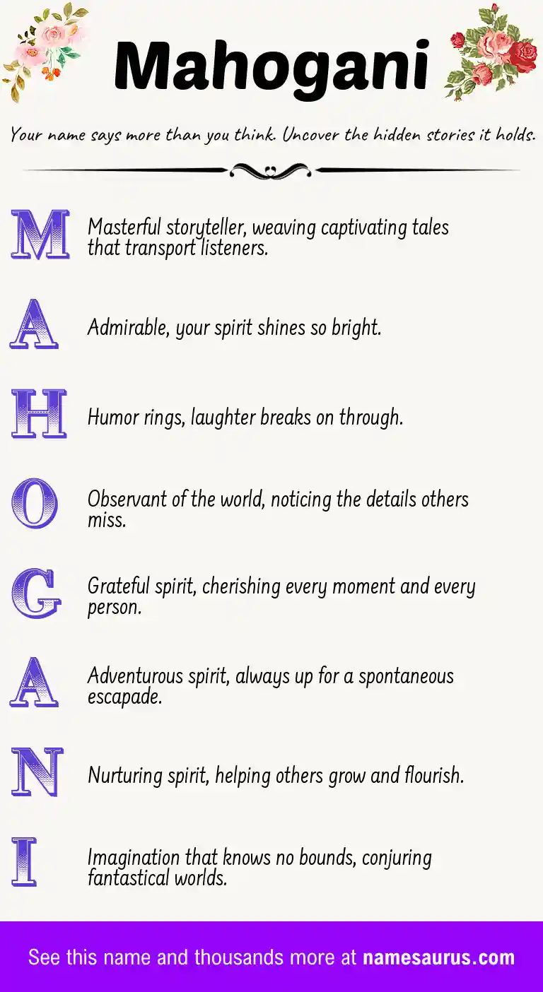 Acrostic poem about Mahogani.