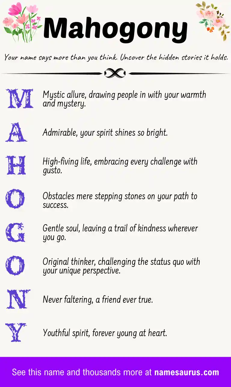 Acrostic poem about Mahogony.