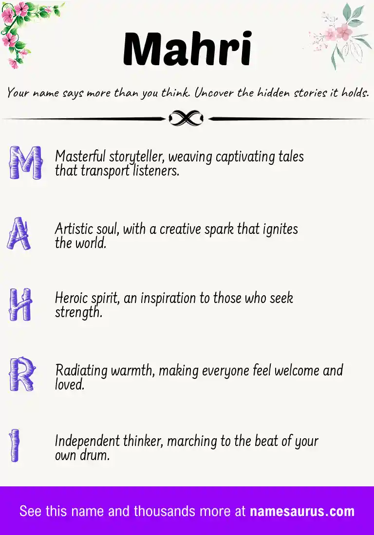 Acrostic poem about Mahri.