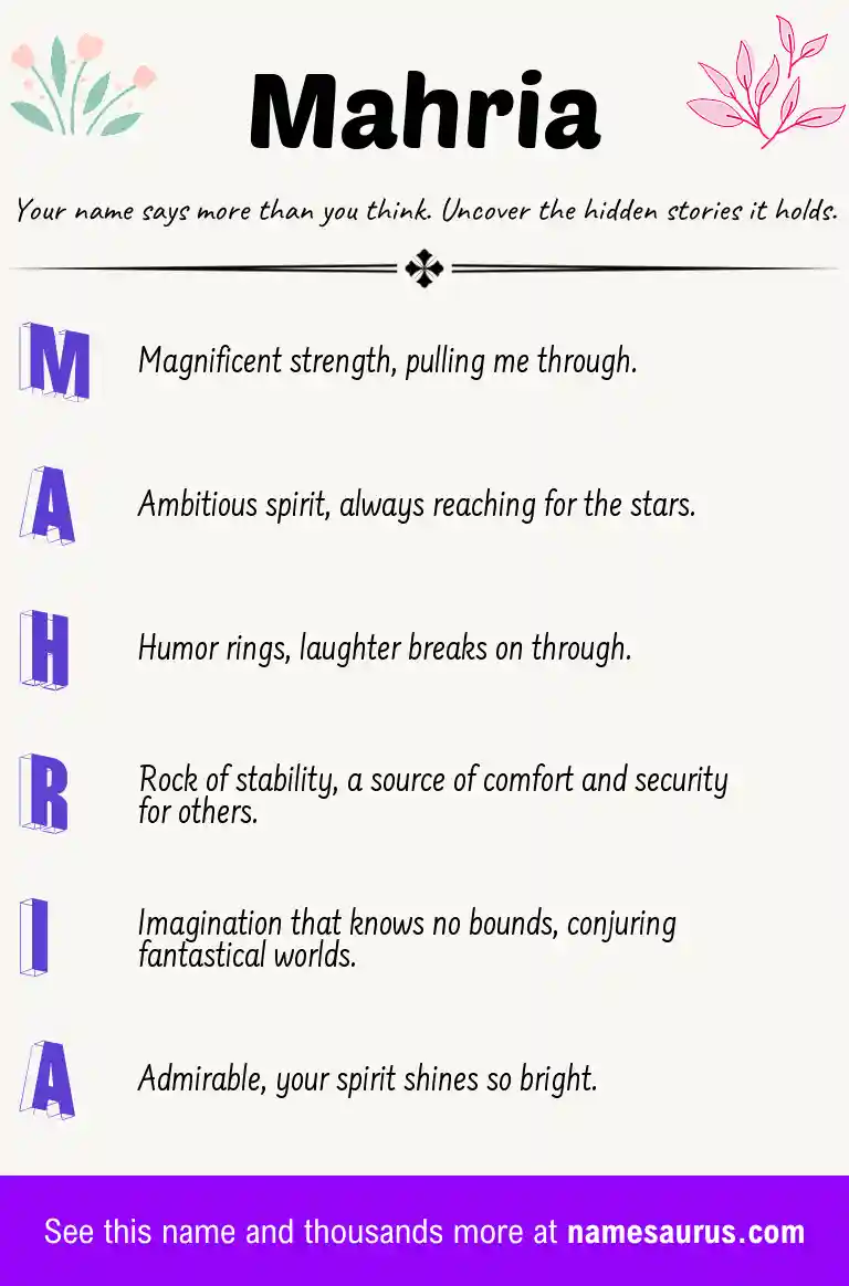 Acrostic poem about Mahria.