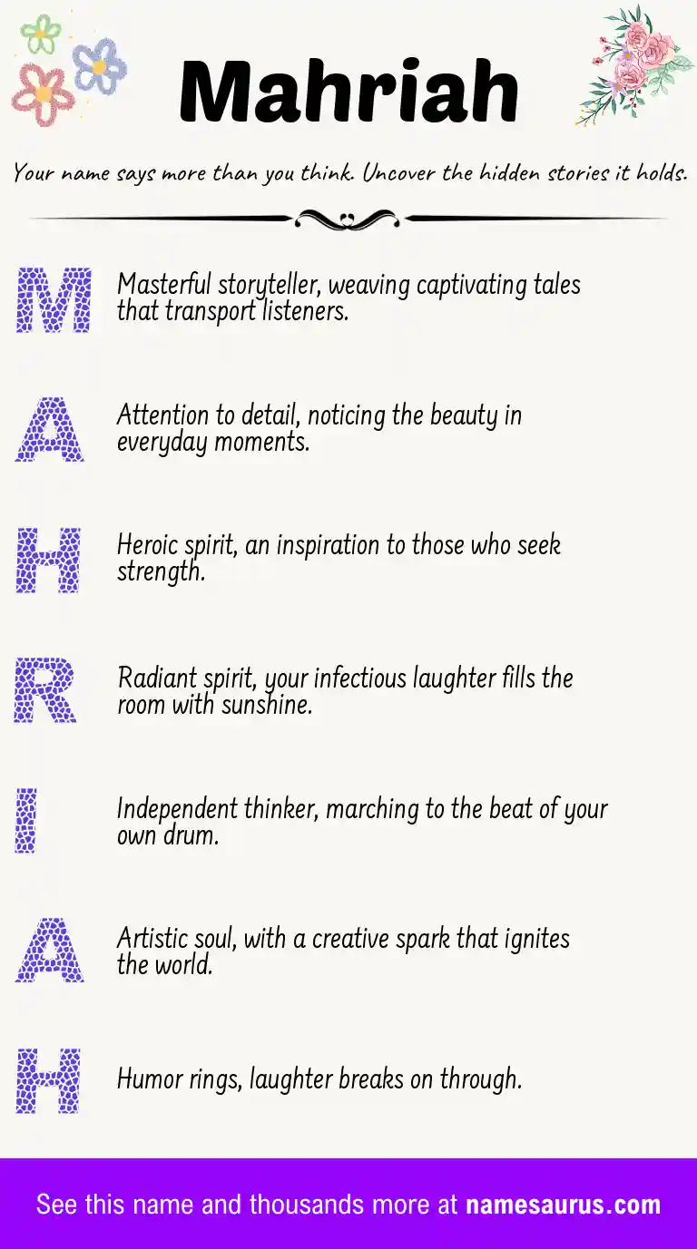 Acrostic poem about Mahriah.