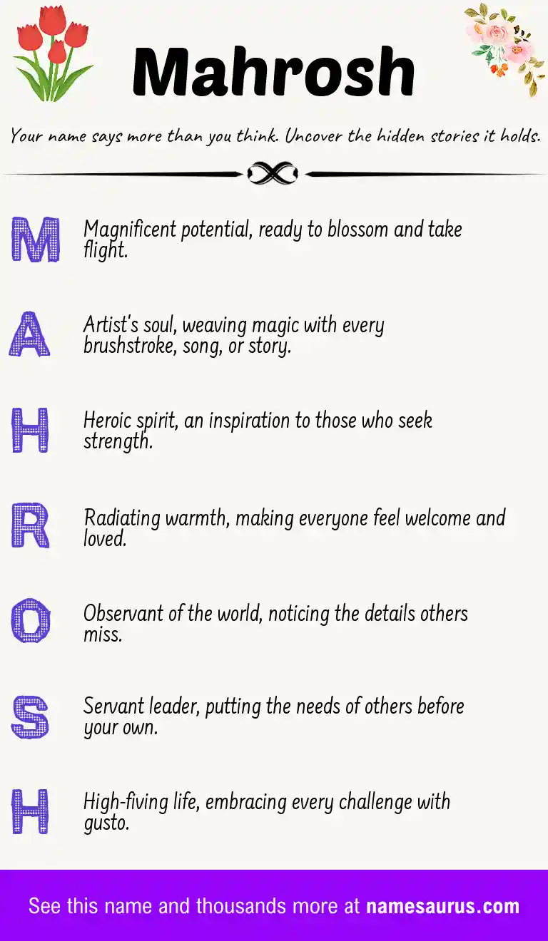 Acrostic poem about Mahrosh.