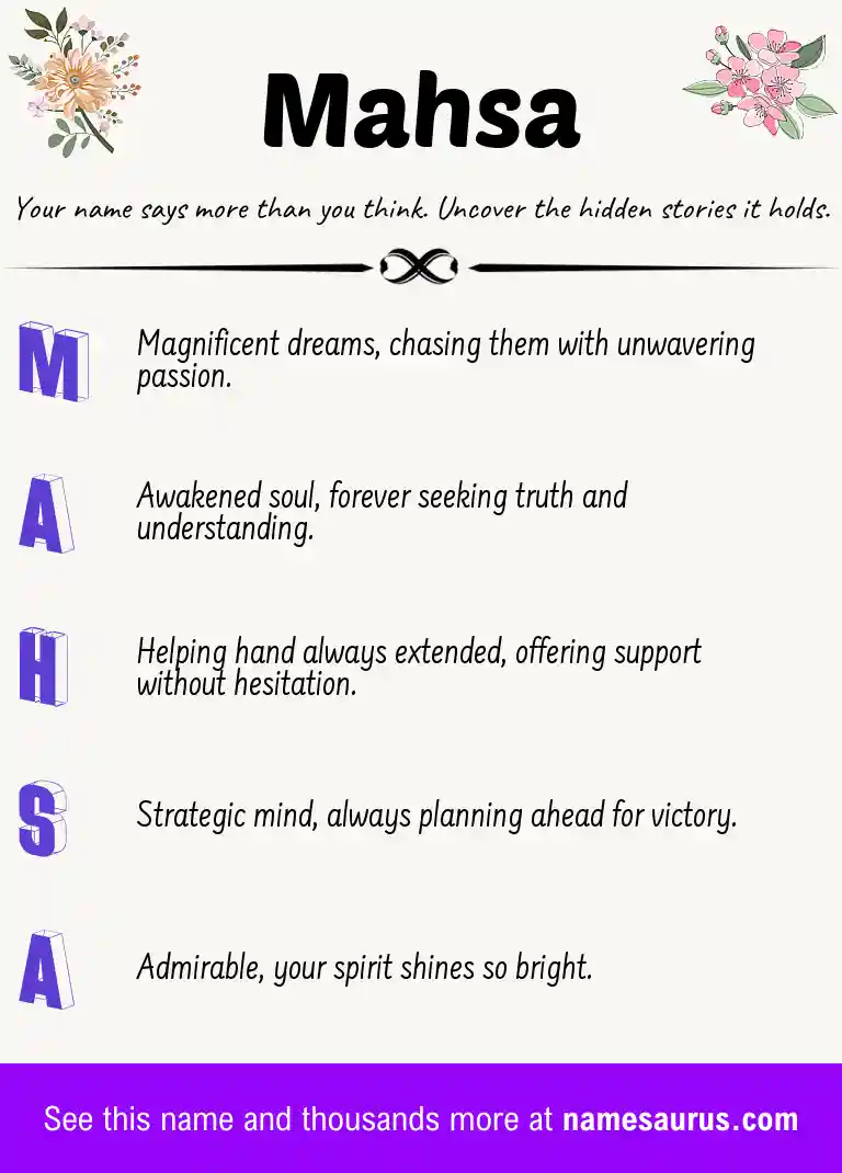 Acrostic poem about Mahsa.
