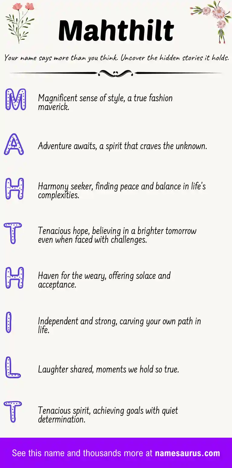 Acrostic poem about Mahthilt.