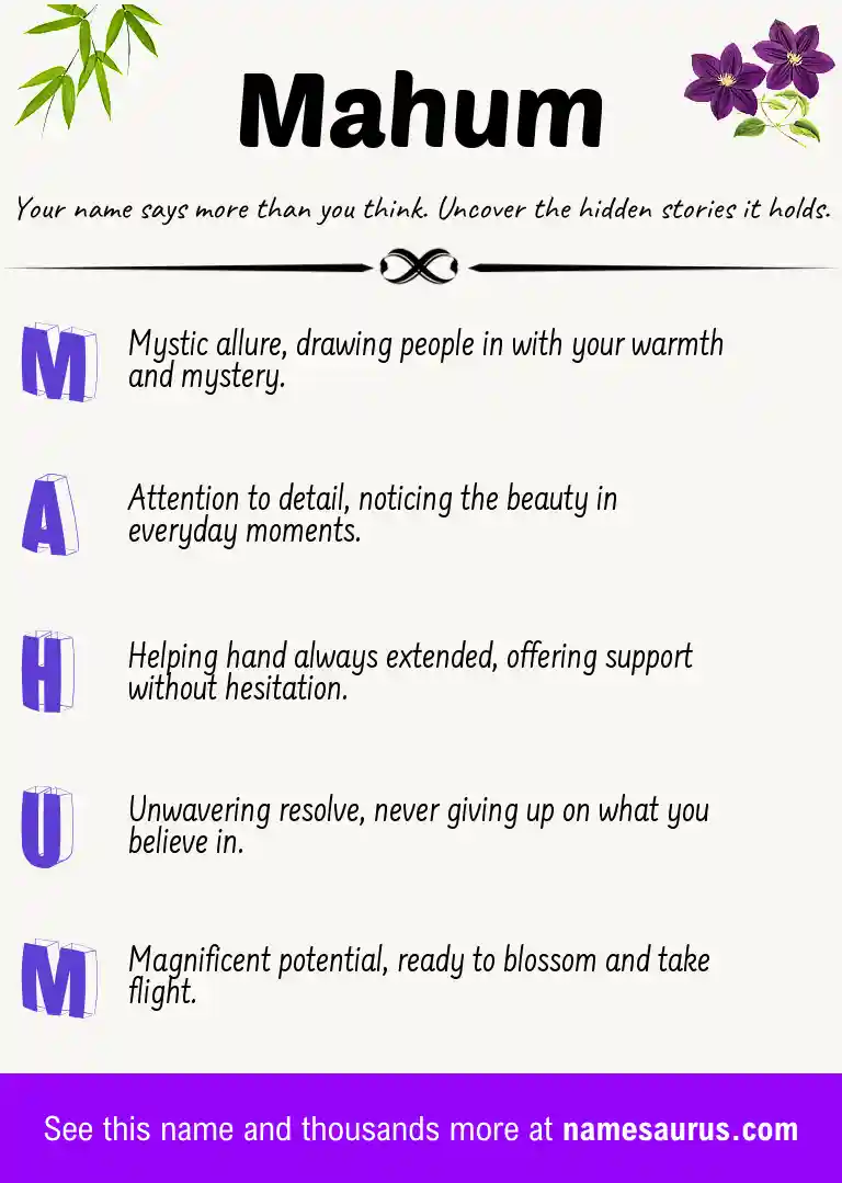 Acrostic poem about Mahum.