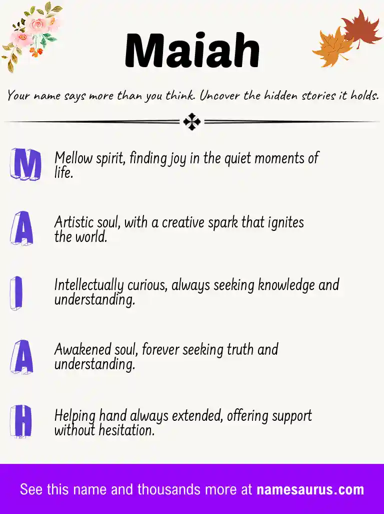 Acrostic poem about Maiah.
