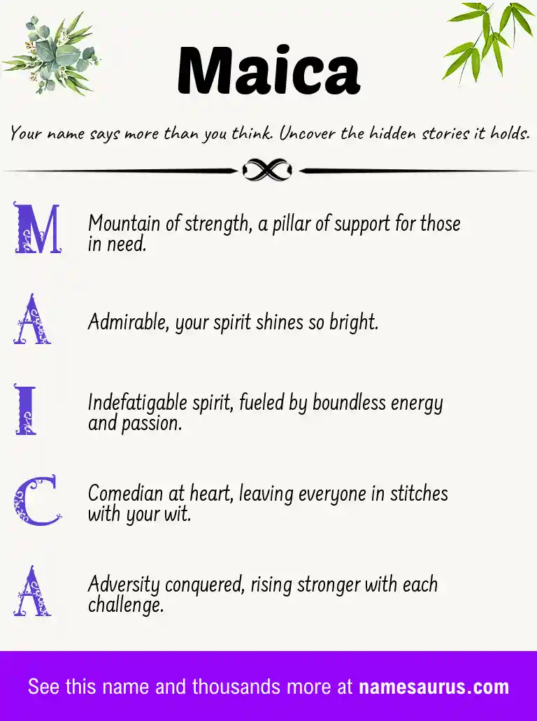 Acrostic poem about Maica.