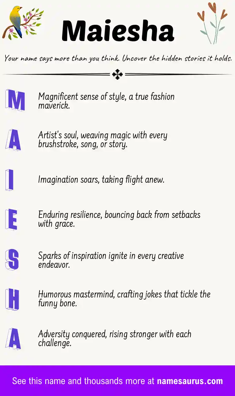 Acrostic poem about Maiesha.
