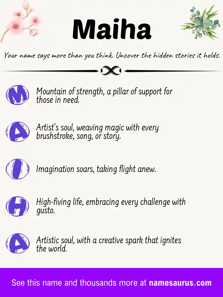 Acrostic poem about Maiha.