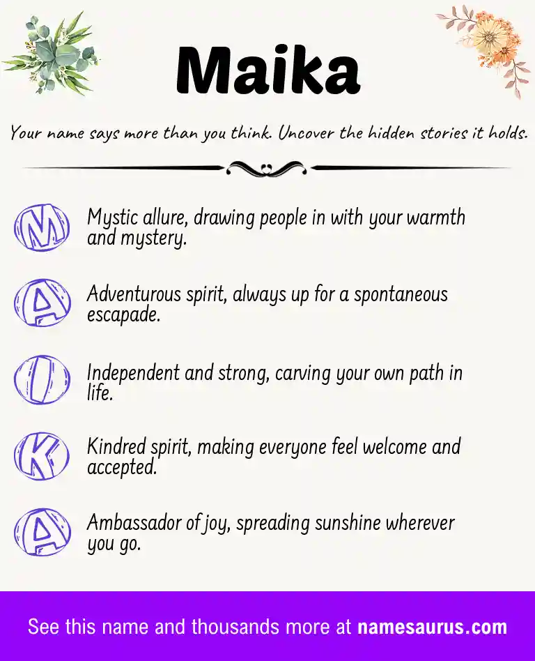 Acrostic poem about Maika.
