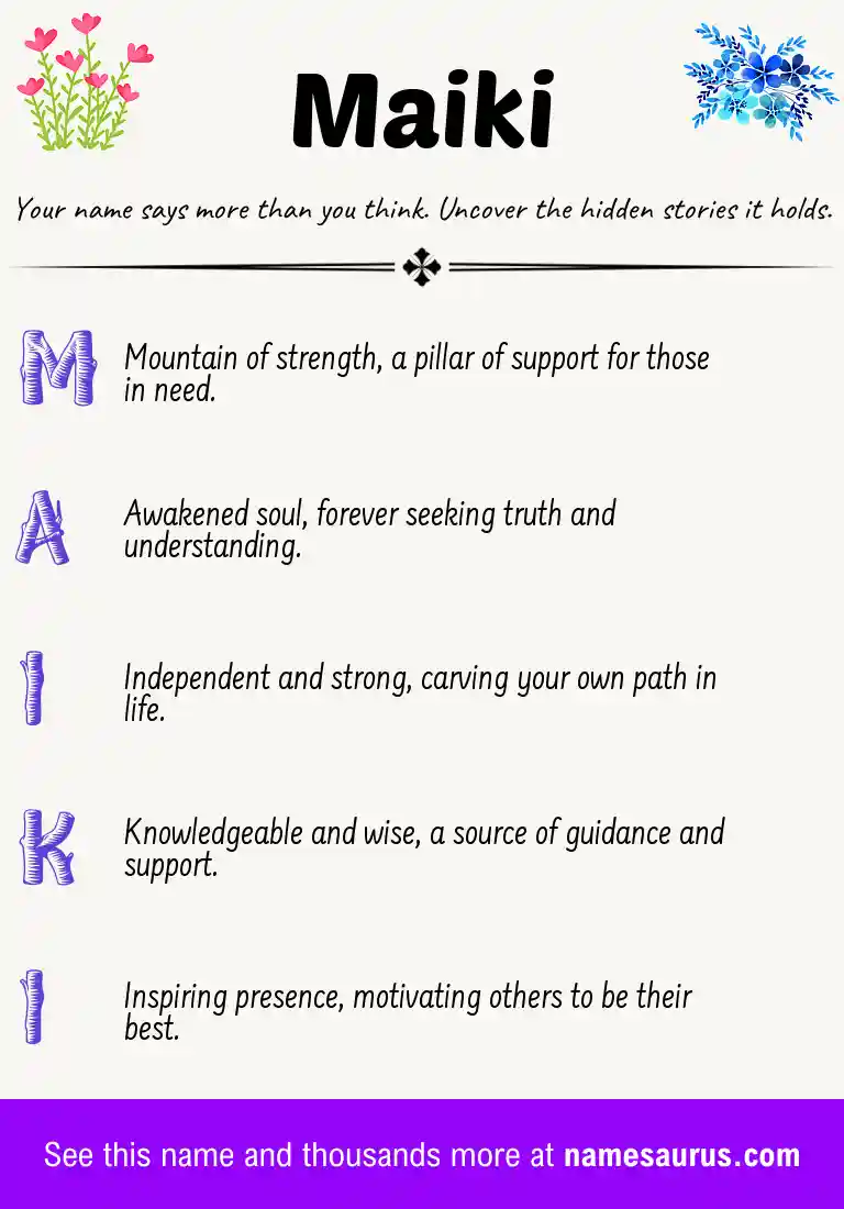Acrostic poem about Maiki.