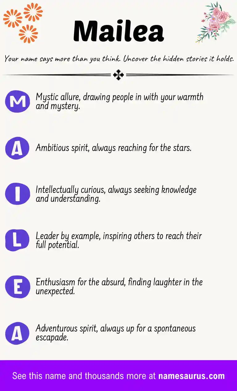 Acrostic poem about Mailea.