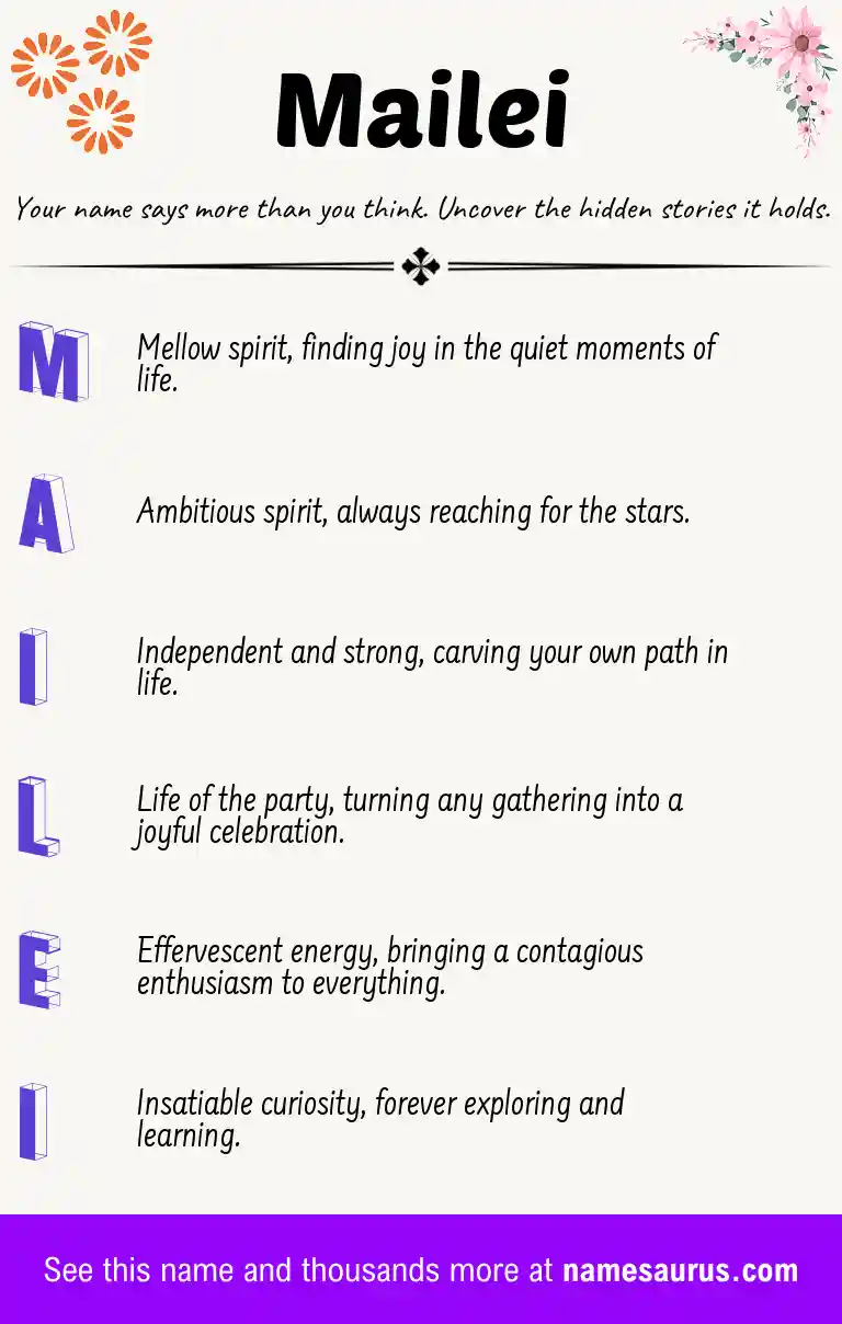 Acrostic poem about Mailei.