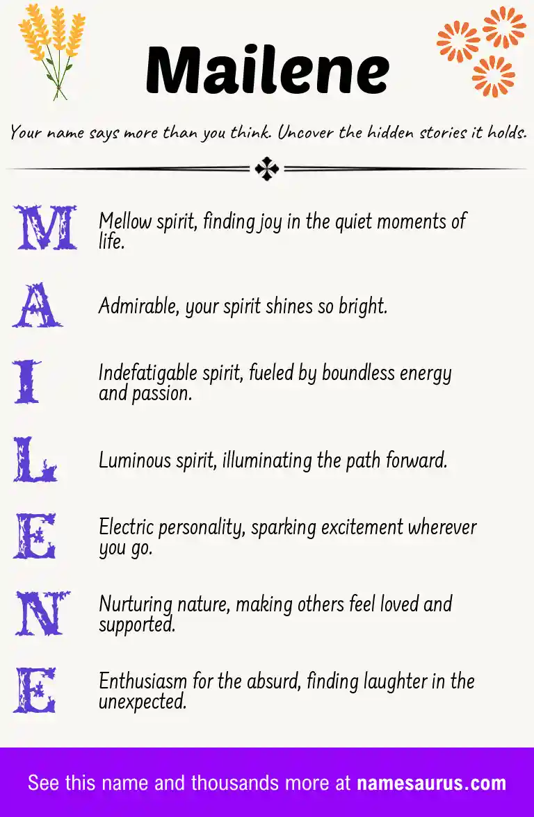Acrostic poem about Mailene.