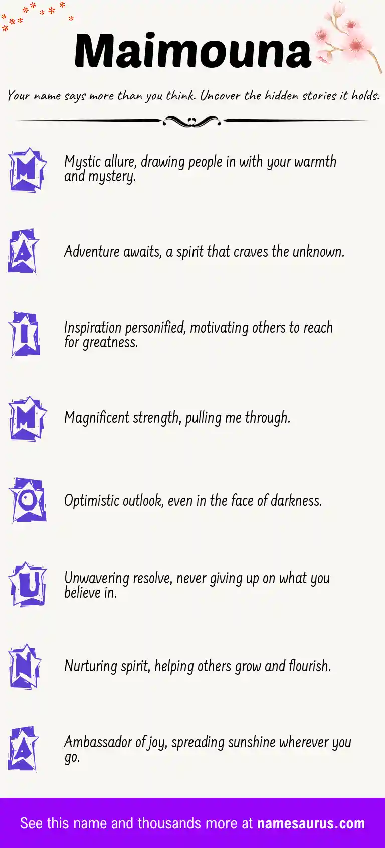 Acrostic poem about Maimouna.