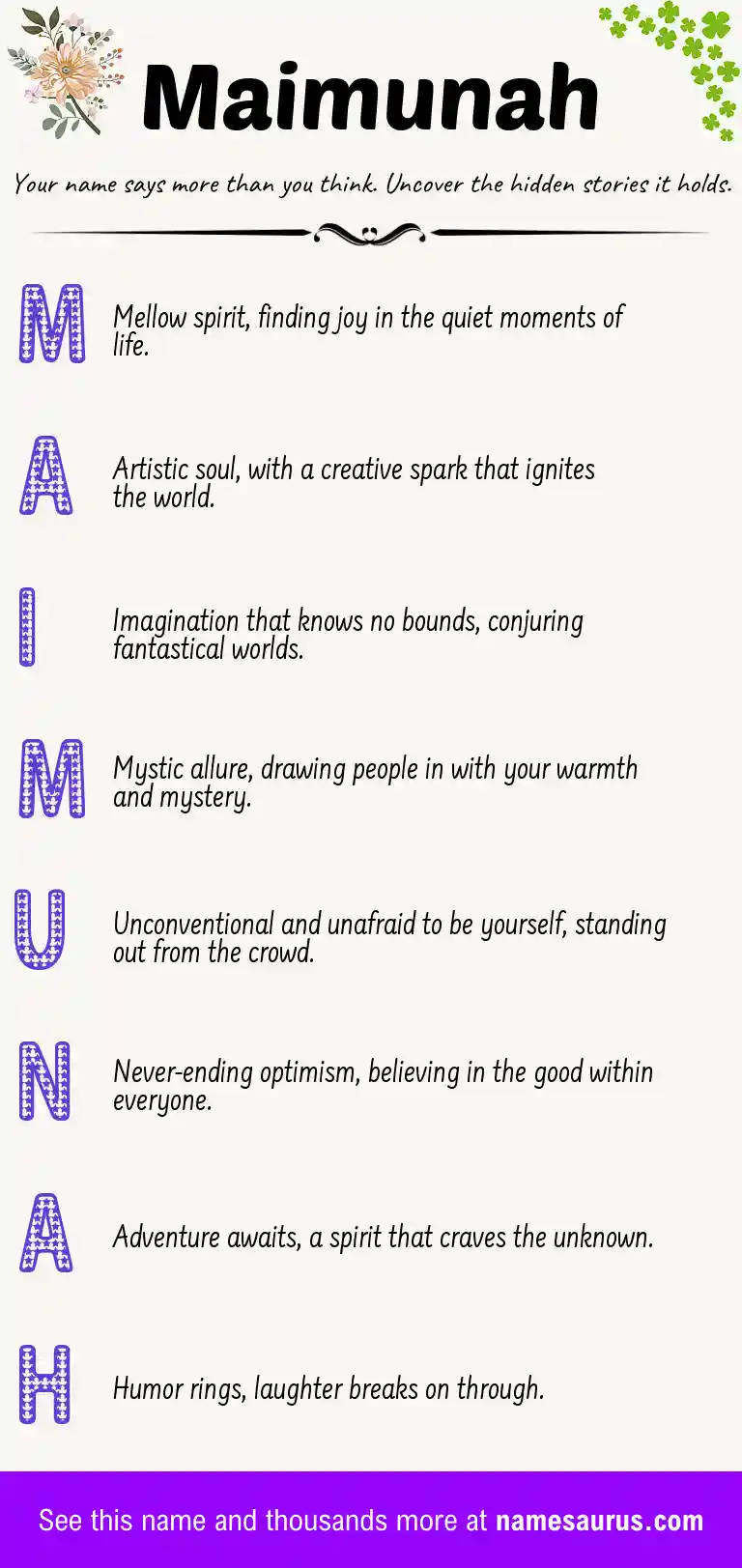Acrostic poem about Maimunah.