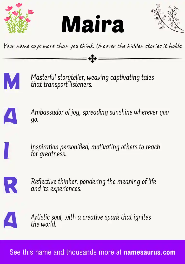 Acrostic poem about Maira.