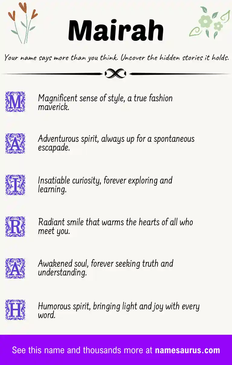 Acrostic poem about Mairah.