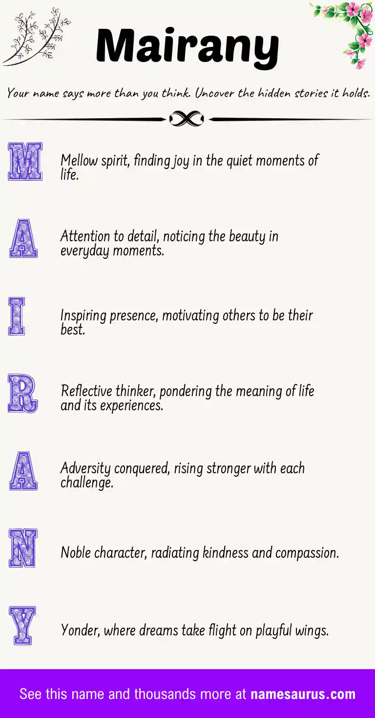 Acrostic poem about Mairany.