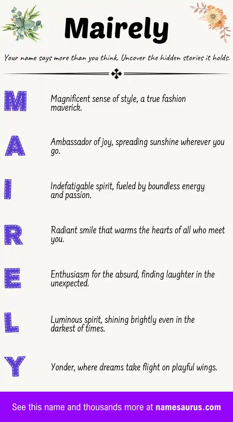 Acrostic poem about Mairely.