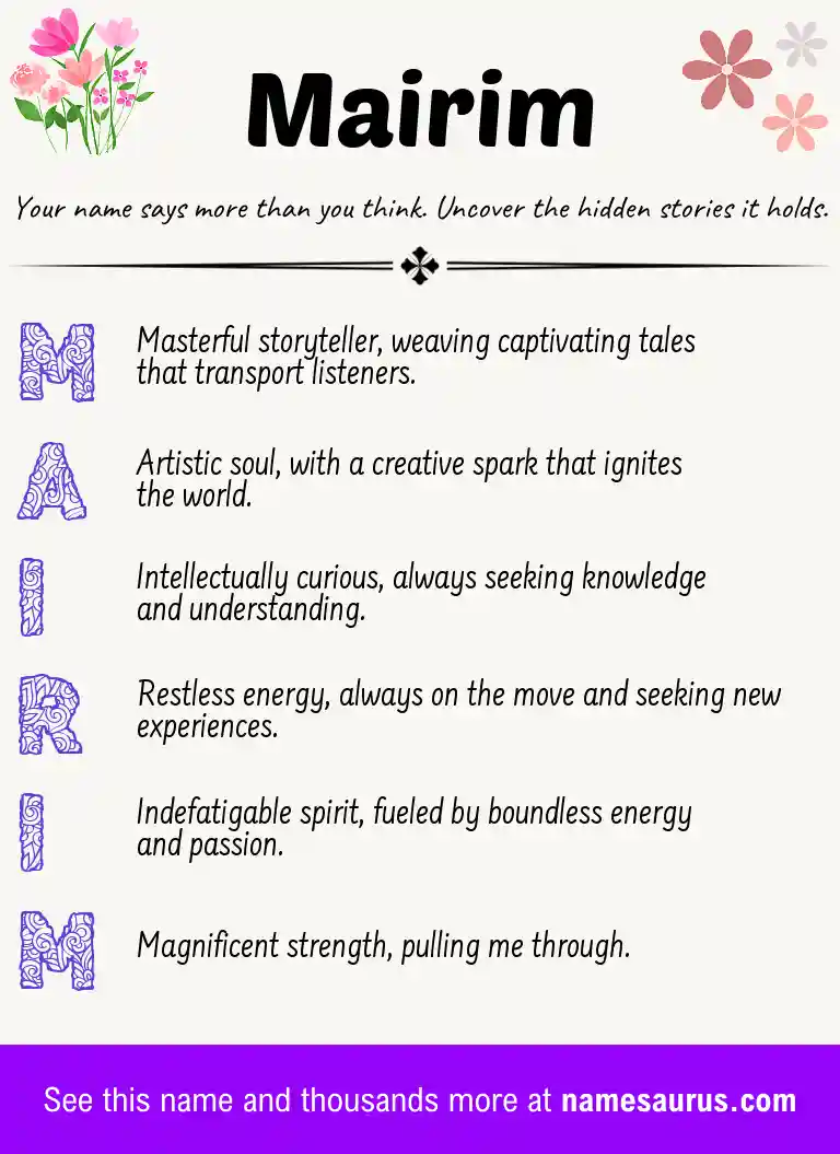 Acrostic poem about Mairim.