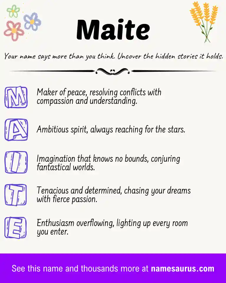 Acrostic poem about Maite.