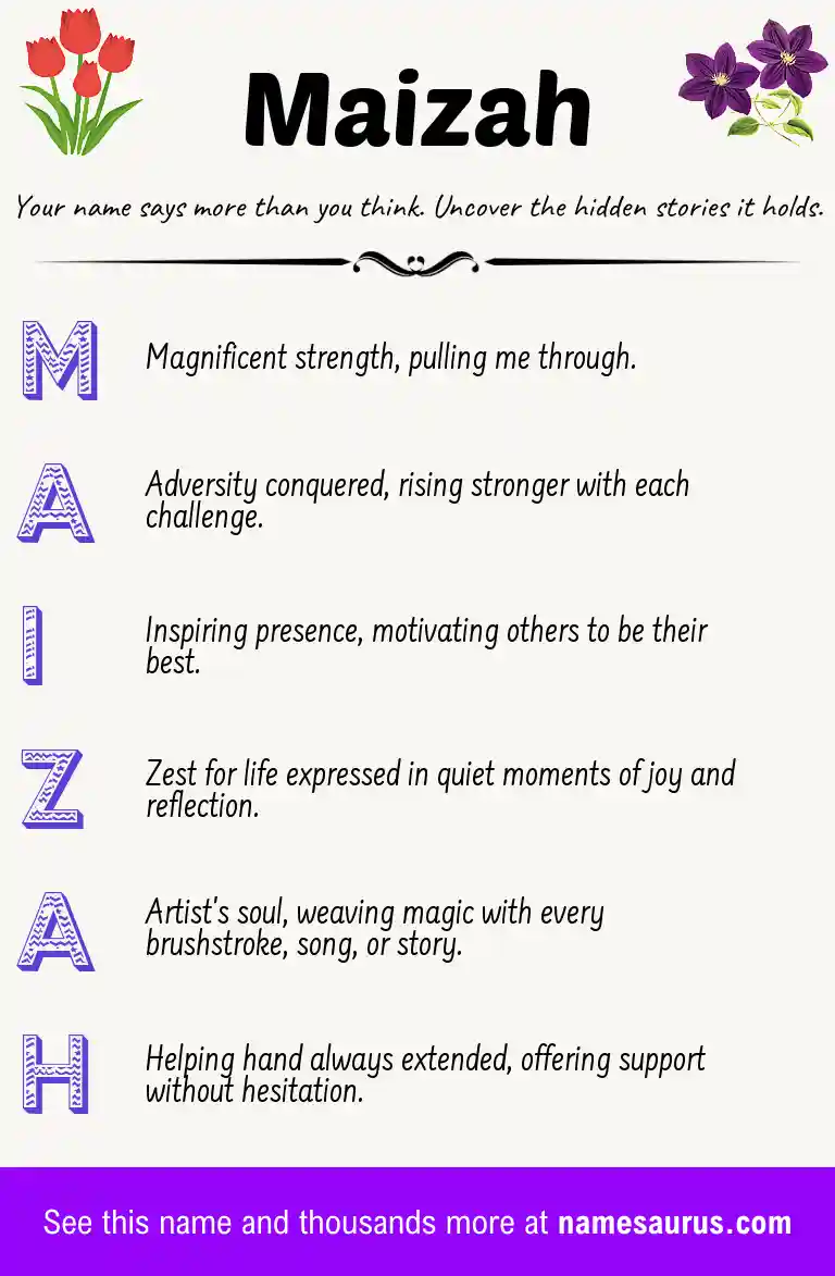 Acrostic poem about Maizah.