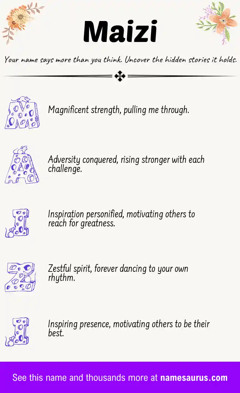 Acrostic poem about Maizi.