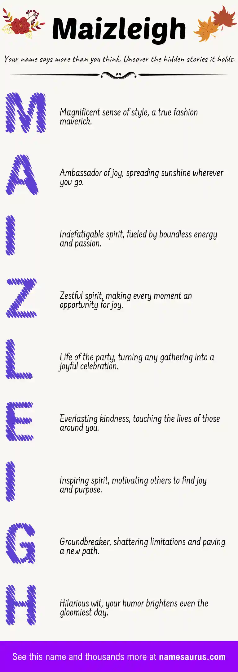 Acrostic poem about Maizleigh.