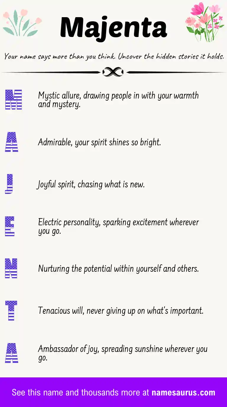 Acrostic poem about Majenta.