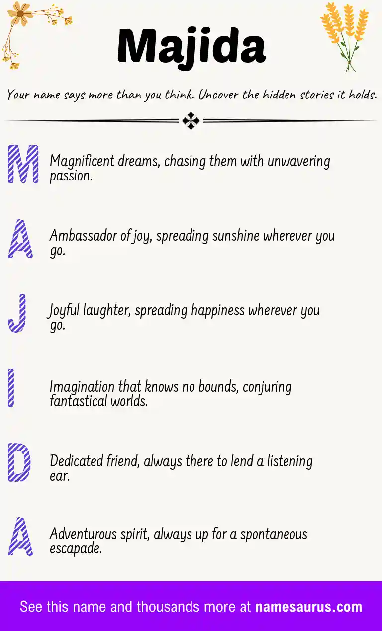 Acrostic poem about Majida.