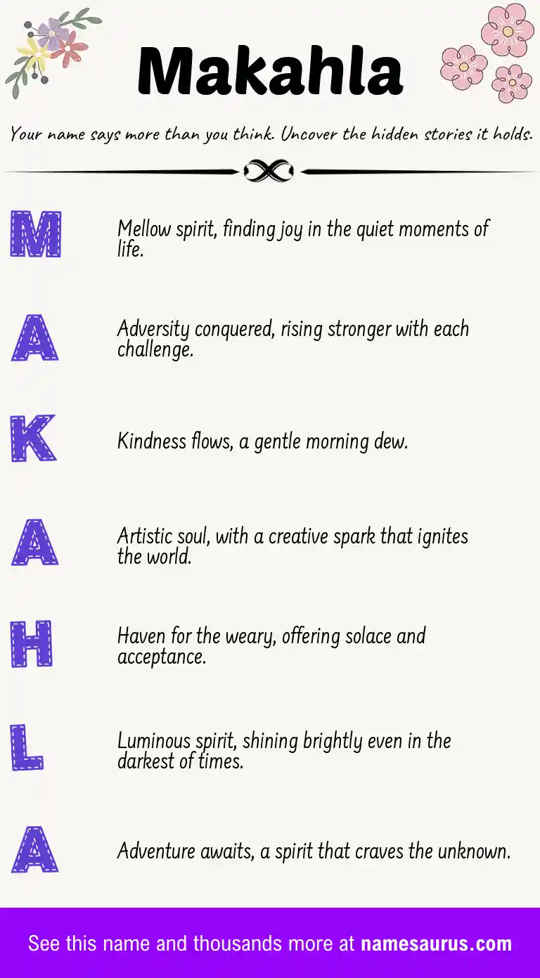 Acrostic poem about Makahla.