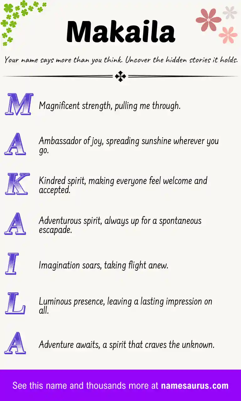 Acrostic poem about Makaila.